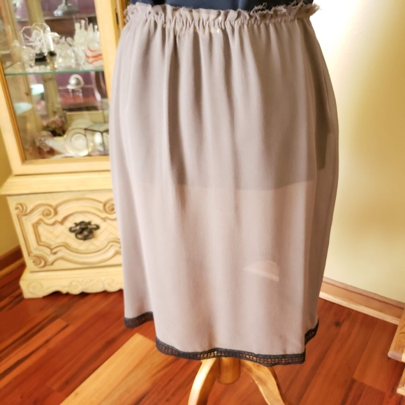 MARNI | TAUPE ELASTICIZED WAIST SHEER SILK SKIRT - Picture 6 of 10